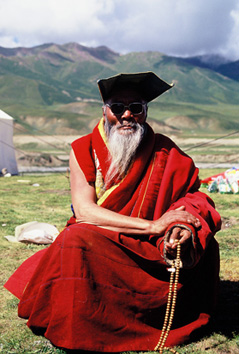 Moine golok en pélerinage, © K.Buffetrille, Tibet